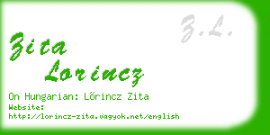 zita lorincz business card